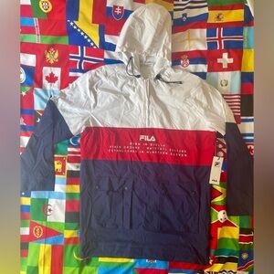 Fila White Jacket with Black Drawstrings